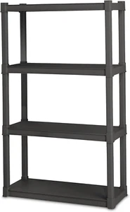 4-Shelf Plastic Storage Rack, Heavy Duty Shelving Unit, Gray - Picture 1 of 12