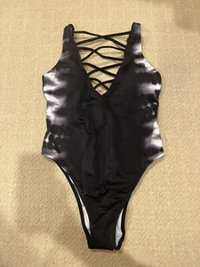 NWOT Victoria's Secret Pink One Piece Strappy Front Bathing Suit Tie Dye S - Picture 1 of 5