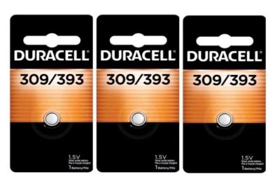 3 ~ Batería electrónica/reloj Duracell de óxido de plata 309/393 1,5 V 80 Ah 1 paquete Foto 1 de 2