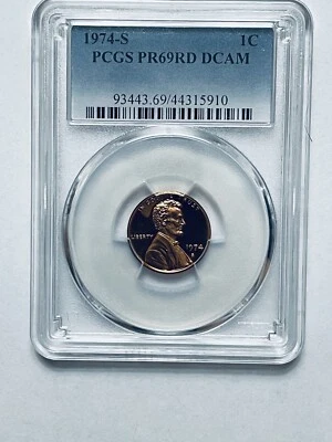 1974-S Lincoln Memorial Reverse Cent PCGS PR69RD DCAM - Image 1 of 4