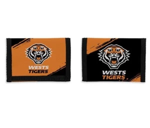 98714 WESTS TIGERS NRL TEAM LOGO NYLON HOOK AND LOOP CLOSURE SPORTS WALLET - Picture 1 of 1