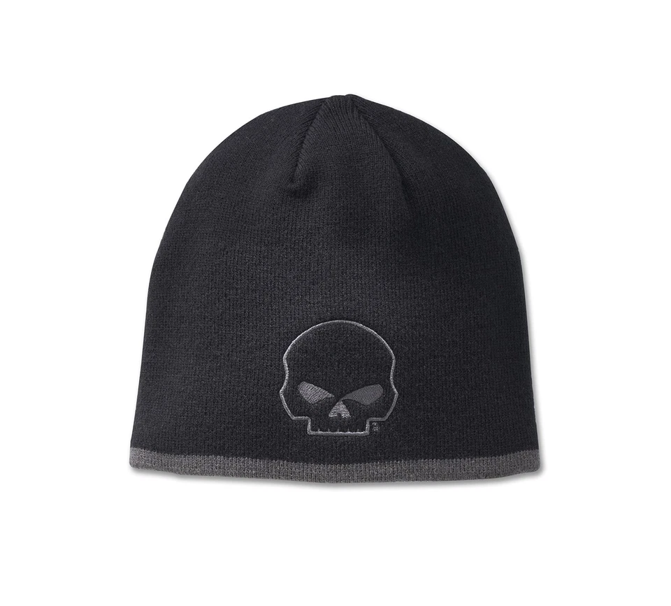 Harley-Davidson Willie G Skull Knit Beanie Black Beauty Strick Mütze Schwarz