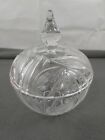 Round Crystal Candy Dish With Lid 8&quot; Clear And Frosted Vintage Table Decor