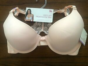 New So Brand Junior Pink Soft Lift Front Close Lace T-Back Adjustable 36D Bra