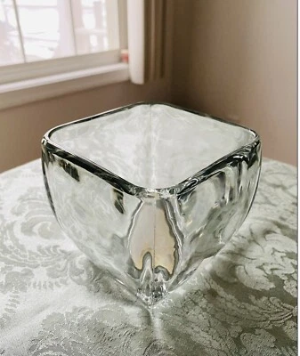 Libbey 玻璃透明有源弧形锥形方形糖果碗花瓶装饰 #793 — 第 1/4 张图片
