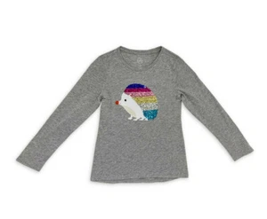 Wonder Nation Girls Long Sleeve Graphic T-Shirt Grey Hedgehog Size XL 14-16 - Picture 1 of 1