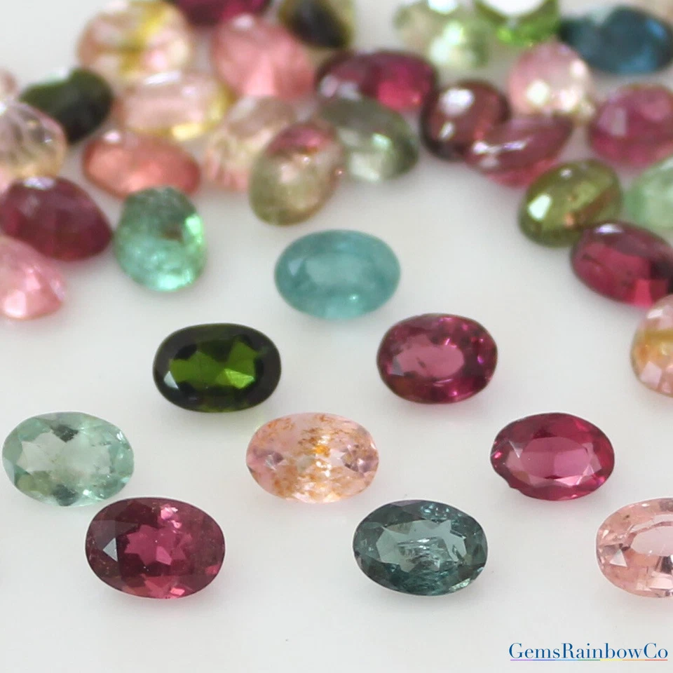 Natural Tourmaline Multi Color 5x3mm to 9x7mm Oval Faceted gemstones AA Quality - Image 1 of 1