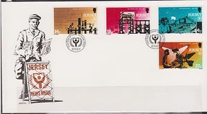 GB - JERSEY 1990 News Media/International Literacy Year SG 526-529 FDC - Picture 1 of 1