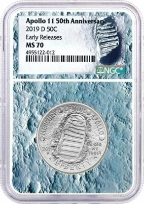 2019 D 50C Apollo 11 50th Anniversary Half Dollar NGC MS70 Early Releases - Image 1 of 2