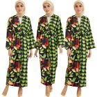 Open Abaya Women Muslim Print Cardigan Dress Dubai Islam Kaftan Arab Robes Robe