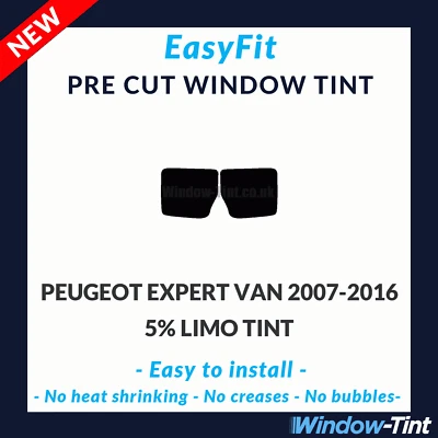 EasyFit Static Pre Cut Window Tint For Peugeot Expert Van 2007-16 - 5% Limo Rear - Image 1 of 3