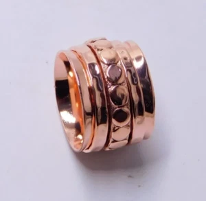 Handmade Solid Copper Spinner Ring Statement Jewelry Meditation Ring All Size - Picture 1 of 6