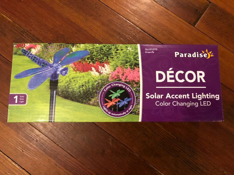 NEW Paradise Garden Lighting GL23127D  Solar LED Color Changing Dragonfly - Image 1 of 2