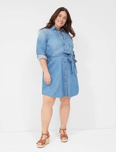 Lane Bryant Tie-Waist Denim Shirt Dress Plus 22/24 NWT* - Picture 1 of 5