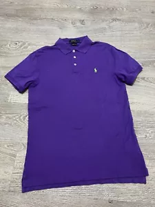 POLO RALPH LAUREN Purple Cotton Collar Slim Pima Short Sleeve Polo T Shirt Top L - Picture 1 of 4