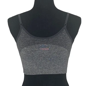 GYMSHARK Women Sports Bra Sz XS Gray Flex Strappy Adjustable Straps Active 54-1 - Picture 1 of 7