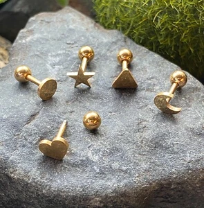 5pcs Shapes Tragus Rings Value Pack Cartilage Barbells Helix 16g Moon Star Heart - Picture 1 of 16