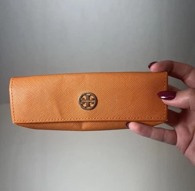 Tory Burch Authentic Eyeglasses Sunglasses Soft Case With Pouch Orange Gold Logo - Image 1 of 4