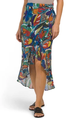 Bleu Rod Beattie Feminino Chiffon Sarong Cover-Up (Azul Multi, Novo com etiquetas Tamanho M - Imagem 1 de 2