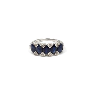 14kt Weißgold Ring 1.90ct blauer Saphir Diamanten 585 Gold Damen Schmuck RG:52,5 - Picture 1 of 18