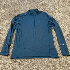 Arc'Teryx Pullover Cormac Zip Neck Teal Long Sleeve Shirt Men’s Size Medium - Picture 1 of 9