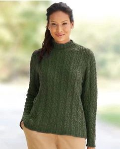 Appleseed’s Women’s Donegal Braided Cabled Mockneck Sweater Sz: PM Petites - Picture 1 of 5