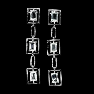 925 Sterling Silver Earrings Octagon Aquamarine 6x4mm Natural Gemstone Jewelry - Picture 1 of 13