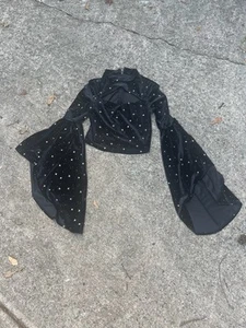 Womens Y2K Whimsygoth Bell Sleeve Dark Fairy Grunge Open Front Celestial Top Sm - Picture 1 of 3