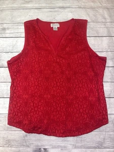 Women’s XL Liz Claiborne Red Lace Front Tank Blouse - Picture 1 of 3