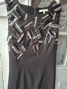 English Rose Black Sequined Embellished Dress Size 6 Sleeveless Lined Back Zip - Picture 1 of 5