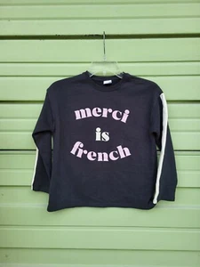 Zara GRAY SWEATSHIRT SLOGAN Long Sleeve Size 9 Y WITH SIDE STRIPES # D1B Defect - Picture 1 of 12