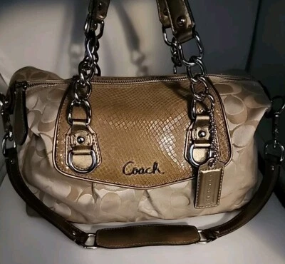 Coach Ashley Signature Sateen With Python Leather Accent 2-WAY Satchel- RARE - Image 1 of 4