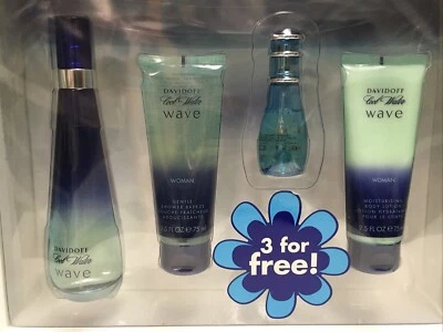 Davidoff Cool Water WAVE 4 PC Set 3.4EDT+2.5 Body L+2.5 Shower Gel+ 0.5 oz EDT - Image 1 of 3