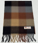 Men 100% CASHMERE SCARF Made in England Soft Wool Wrap Plaid Black / Gray /Brown