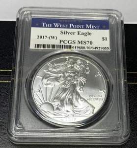 2017 W Silver Eagle Liberty US Dollar PCGS MS70 Collector Coin West Point Label - Picture 1 of 9