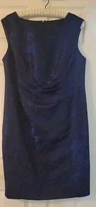 Evan Picone Size 16 Cocktail Sheath Dress Career Black Metallic Blue Paisley  - Picture 1 of 9