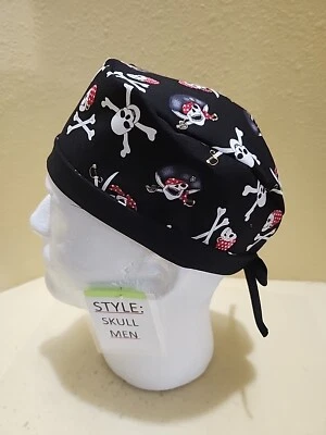 Pirates Men's Skull/Chemo Surgical Scrub Hat/Cap Handmade - Image 1 of 4