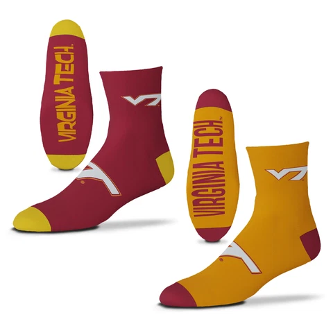 Youth For Bare Feet Virginia Tech Hokies Two-Pack Quarter-Length Team Socks Cover