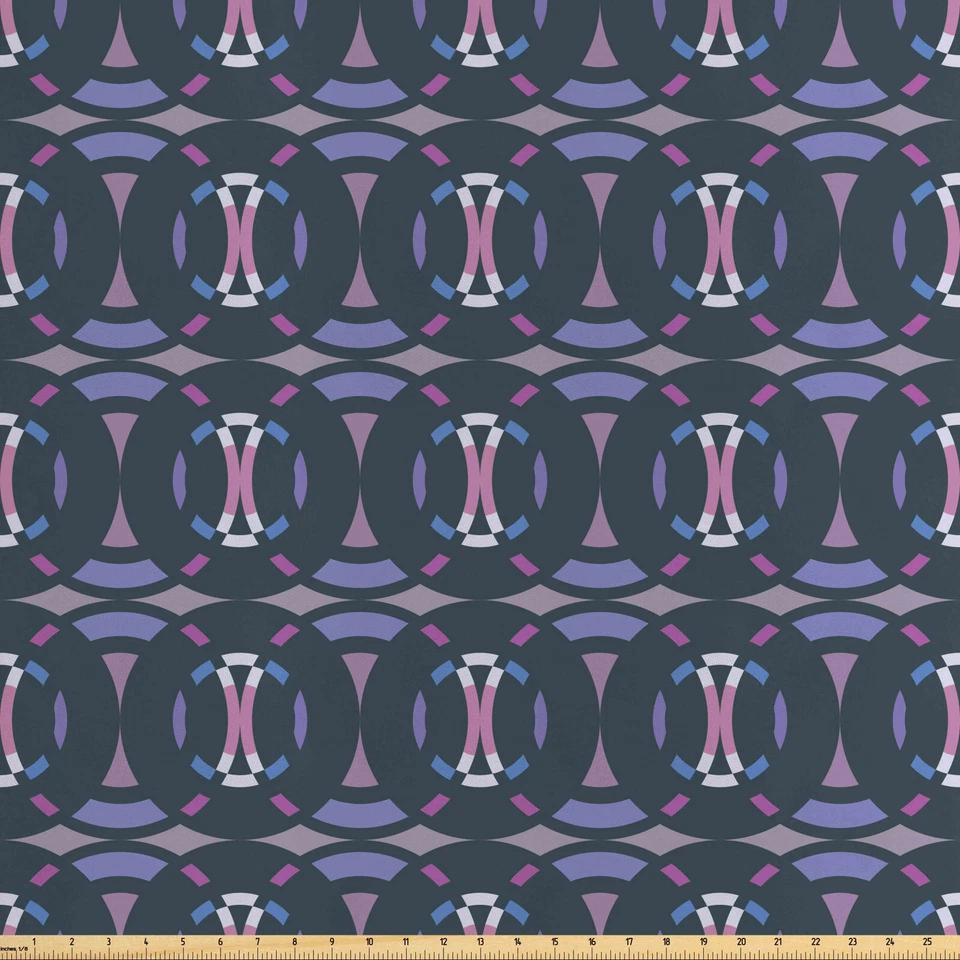 Geometrisch Satin Stoff als Meterware Wiederholendes Muster Retro - Bild 1 von 1