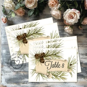 TARJETAS DE MESA DE BODA DE PINO RÚSTICO AMADERADO DOBLE O SIMPLE CARA O SIGNO #348 - Imagen 1 de 9