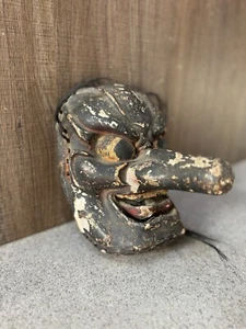 Japanese Antique Wood Tengu Mask From Edo Period RARE - Picture 1 of 12