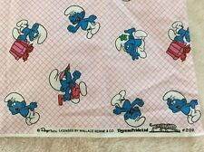 Rare VTG Smurf Peyo Wallace Berrie 1982 Tigress Smurfs Fabric Swatch 37”x46”