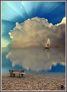 Sailboat in the clouds 346 - Chart Counted Cross Stitch Pattern Needlework craft - Picture 1 of 5