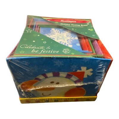 Set of SIX Holiday Gift Boxes Stacking Nesting NEW SEALED Huntington Decorative - Image 1 of 4