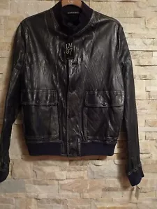 LM07 LORENZO MODA 07 MEN'S BLACK LAMBSKIN LEATHER JACKET ITALY SIZ 48 US SIZE 38 - Picture 1 of 9