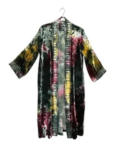 Kyla Seo Embroidered Velvet Zia Kimono Jacket in Redwood Tie-Dye - Sz S - NWT - Picture 1 of 6