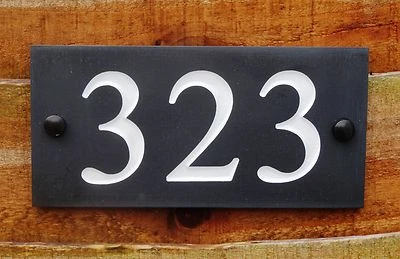 Deep Engraved Honed Natural Slate House Number Sign Plaque HIGH QUALITY 20x10cm - Image 1 of 4