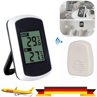 Funk Wetterstation mit Außensensor LCD Thermometer Innen Außen Thermometer DHL - Bild 1 von 4