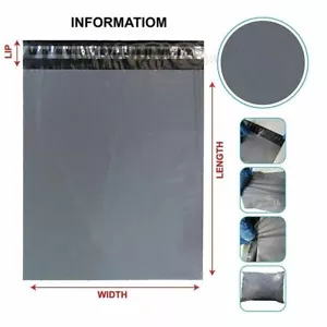 More details for strong grey plastic mailing bags poly postage post postal self seal parcel sizes