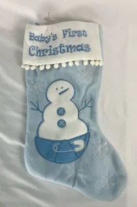 Baby Jungen erster Weihnachtsstrumpf mit Schneemann blau Urlaub 17 Zoll neu - Bild 1 von 5